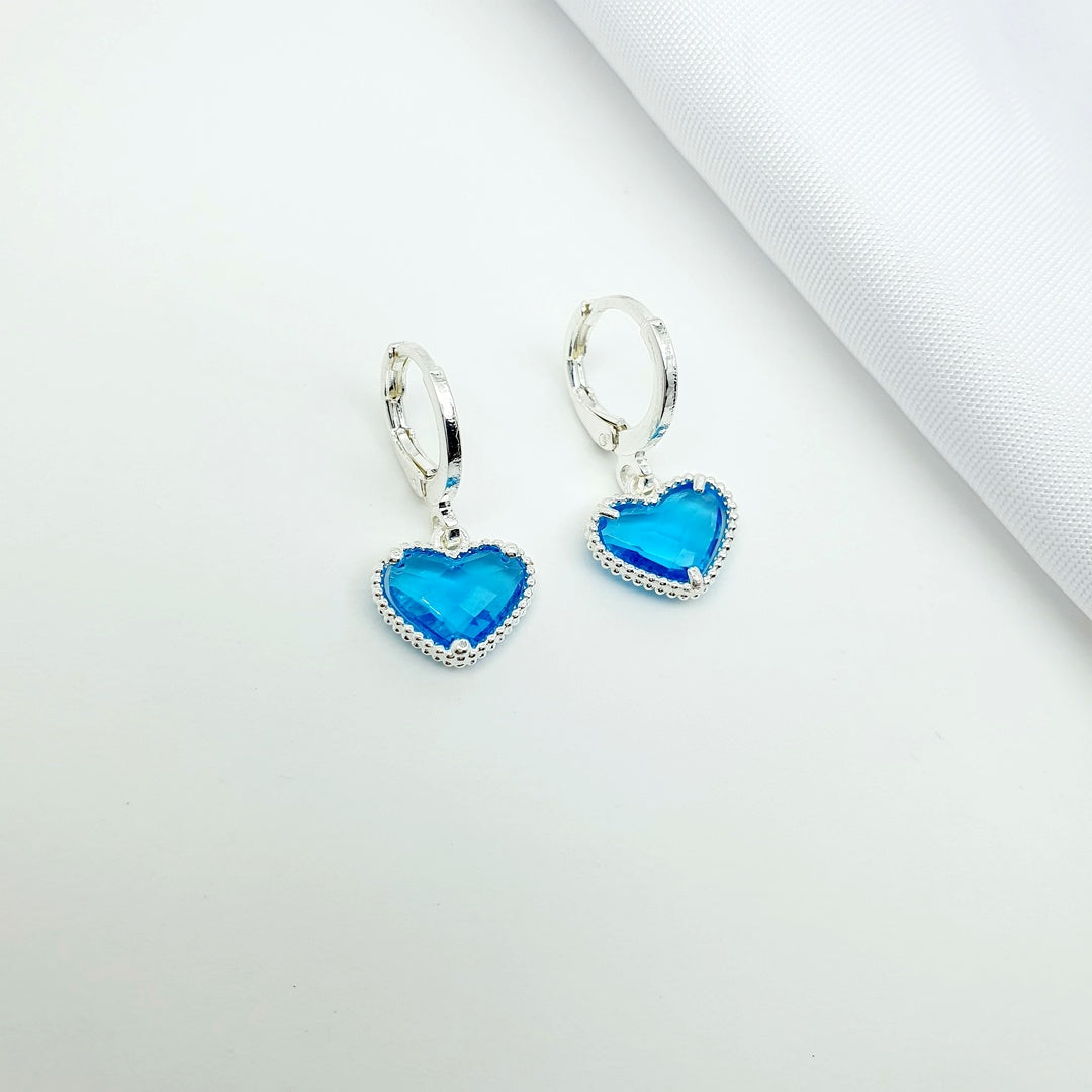 Brinco Coração em Azul Turquesa