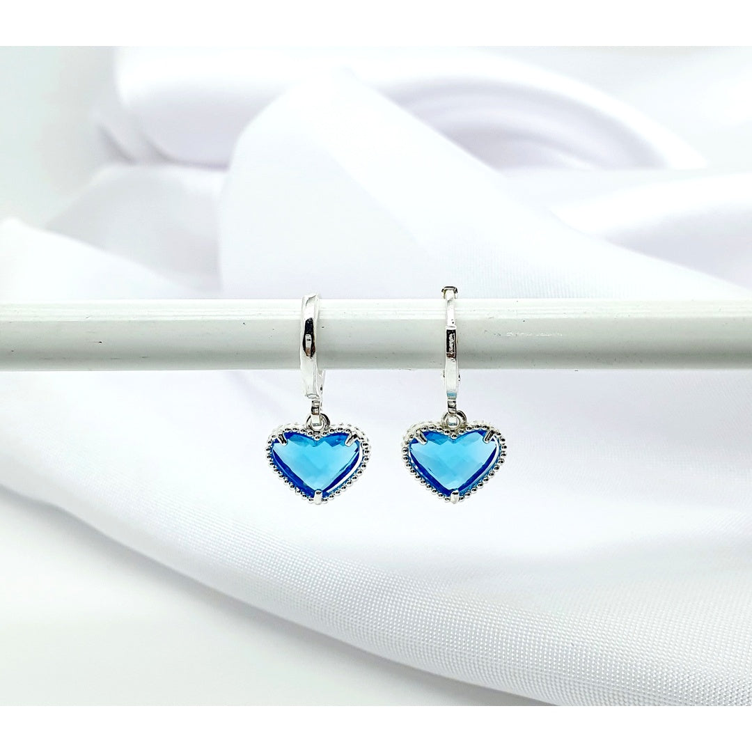 Brinco Coração em Azul Turquesa