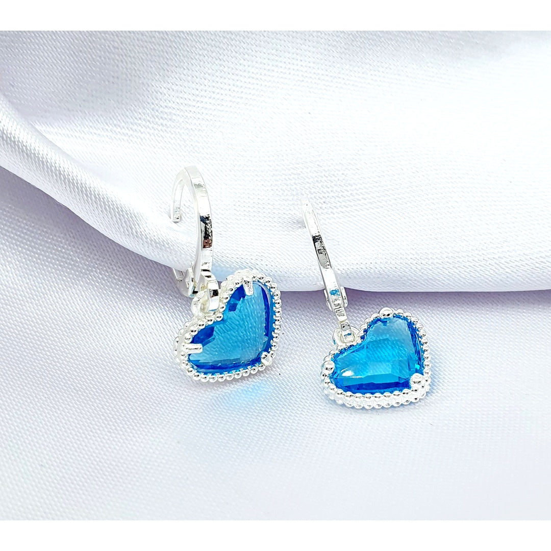 Brinco Coração em Azul Turquesa